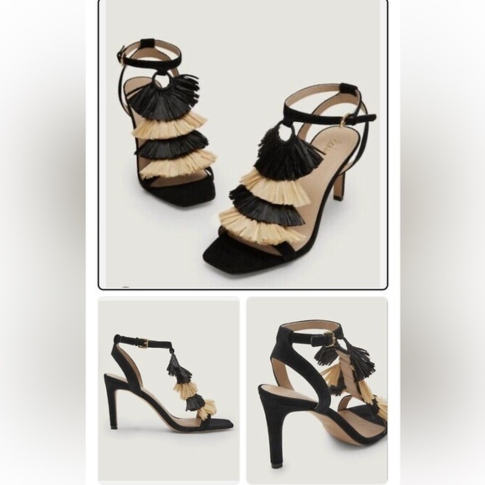 Boden Black and Cream Heeled Sandals